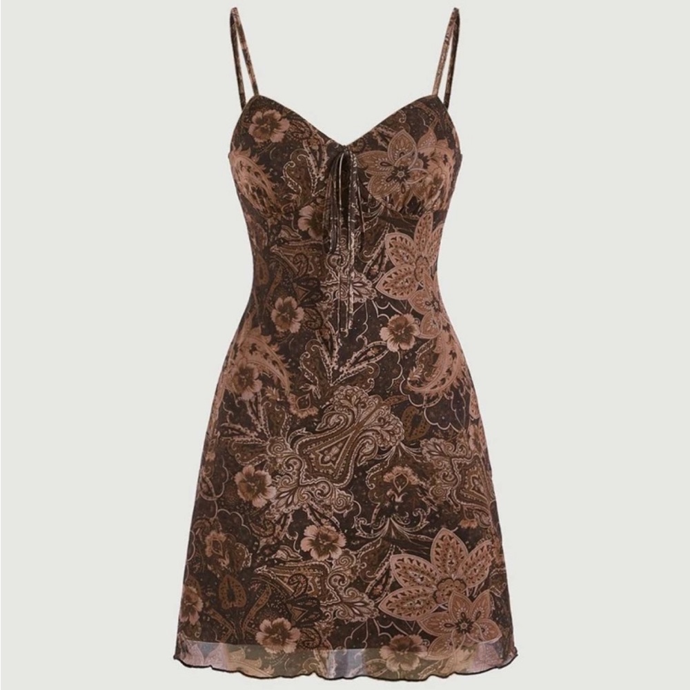 Floral Paisley Brown Dress